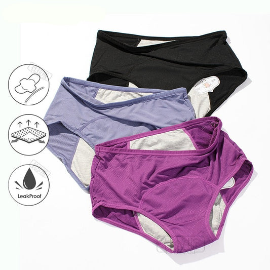 3pcs Leak Proof Menstrual Panties Comfortable Women Period Underwear Waterproof Briefs