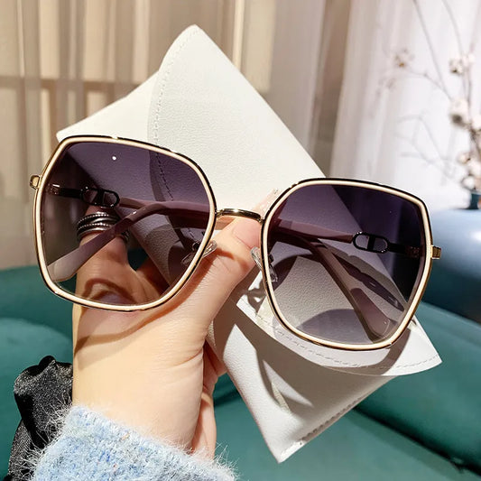 New Polarized Sunglasses UV400 Gradient Lens Oversized Retro Square Style