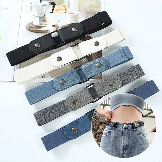Buckle-Free Elastic Belts Effortless Style for Women and Men's Jean Pants and Dresses