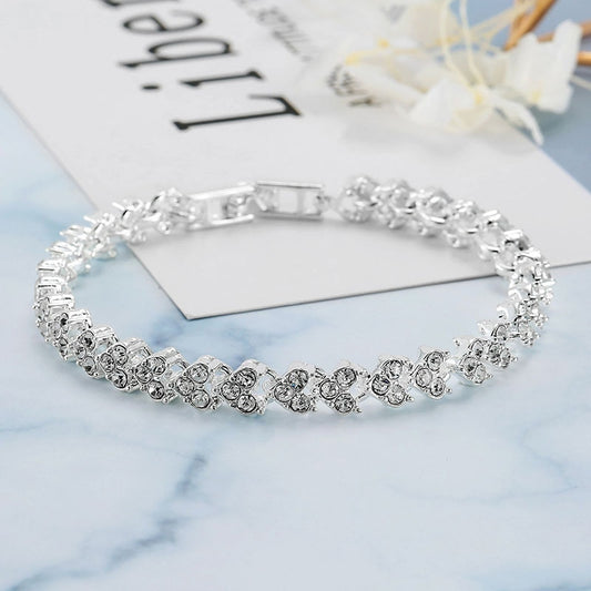 Luxury Roman Crystal Bracelet for Women Fashion Heart Chain Bracelets