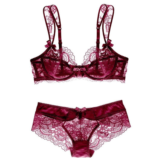 Ultra Thin Transparent Floral Bra and Panty Set Unveil Sensuality with Our Sexy Lingerie Collection
