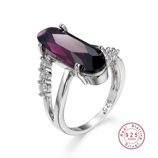 Classic Fashion Genuine Silver Color Ring with 2 CT Purple Zircon Crystal