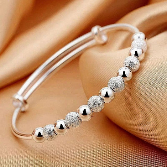 Luxury 925 Sterling Silver Bead Bracelet Charm Fashionable and Adjustable