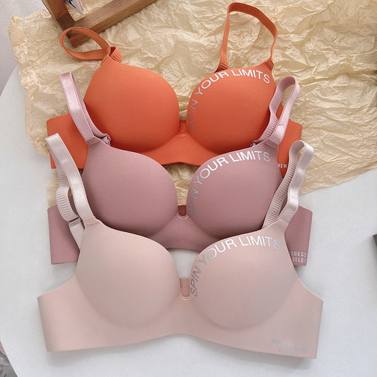 Fashion Women Seamless Push Up Bralette Wireless Sexy and Comfortable Letter Pattern Bras for a Stylish Look Three Quarters Coverage