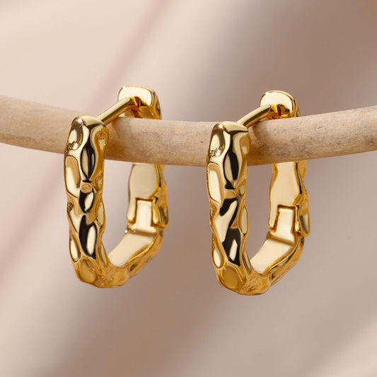 Stylish U Shaped Square Hoop Earrings for Women Luxury Stainless Steel Circle Earrings