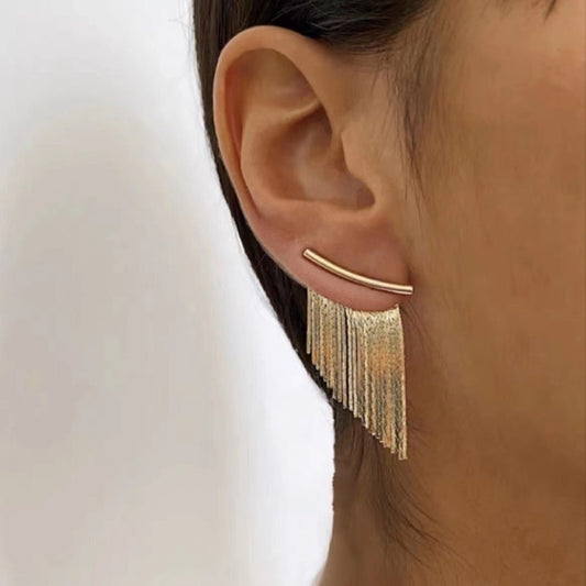 Stunning Gold Color Statement Earrings Perfect for Weddings and Daily Wear Trendy Tassel Bling